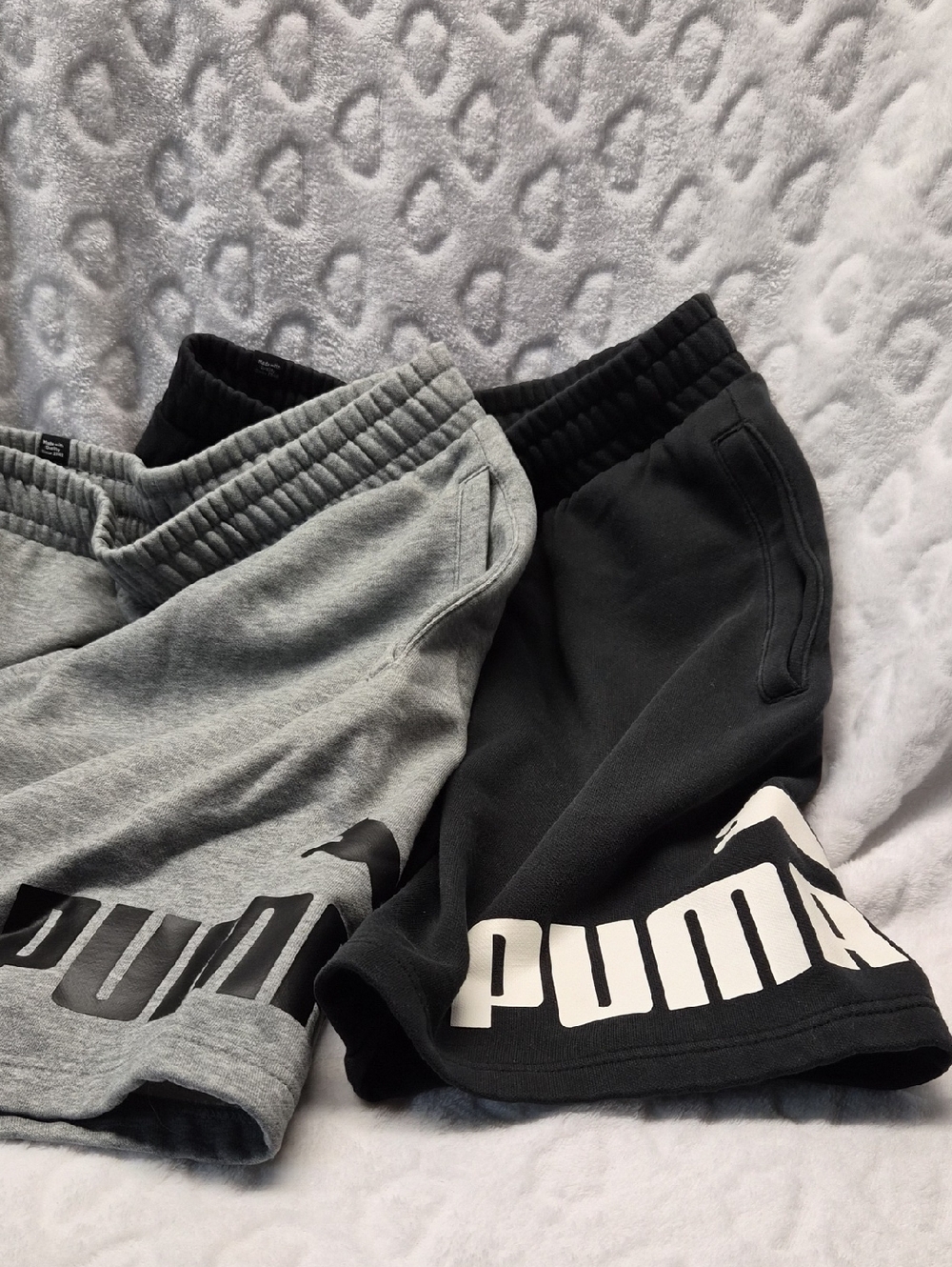 Puma Kids' Logo Sweat Shorts in Black and Gray
